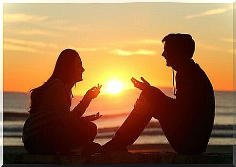 A couple has a real conversation at sunset to deal with the chaos