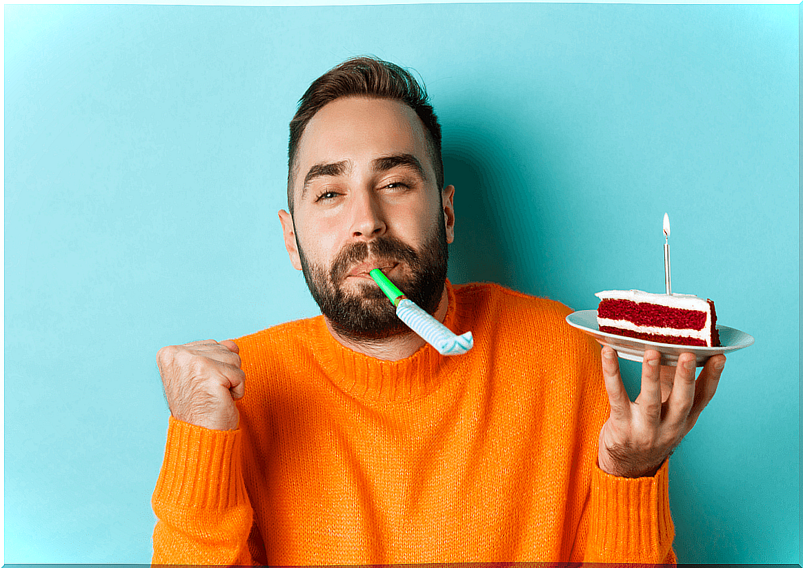 Young man celebrating birthday