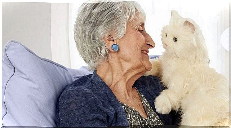 Older lady with cat