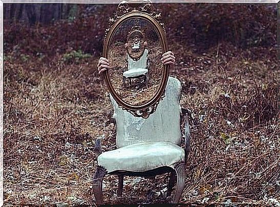 A mirror on a chair