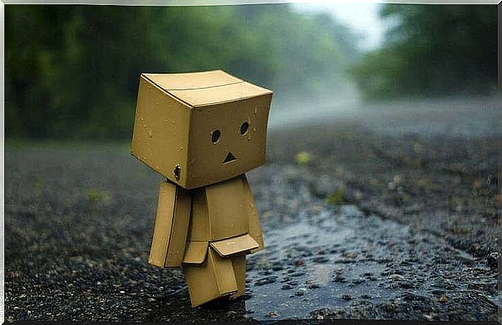 Sad cardboard man