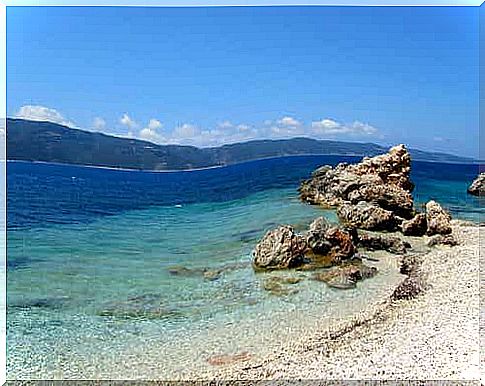 A beach in Ithaca, Greece.