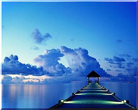 Blue sky and jetty