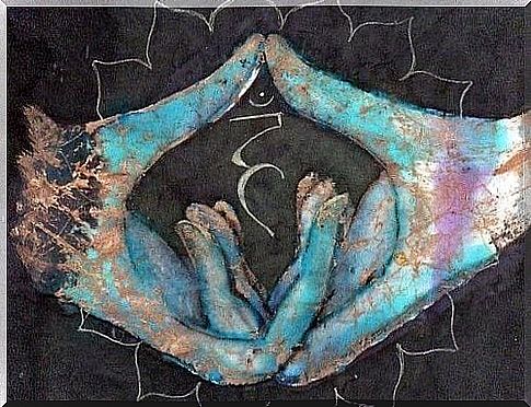 Hands make a Buddhist symbol