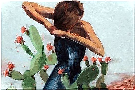 Woman trapped in cactus