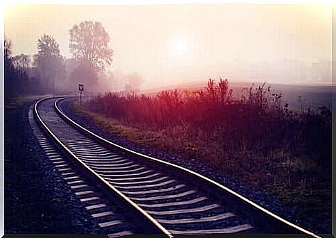 Lonely train tracks.